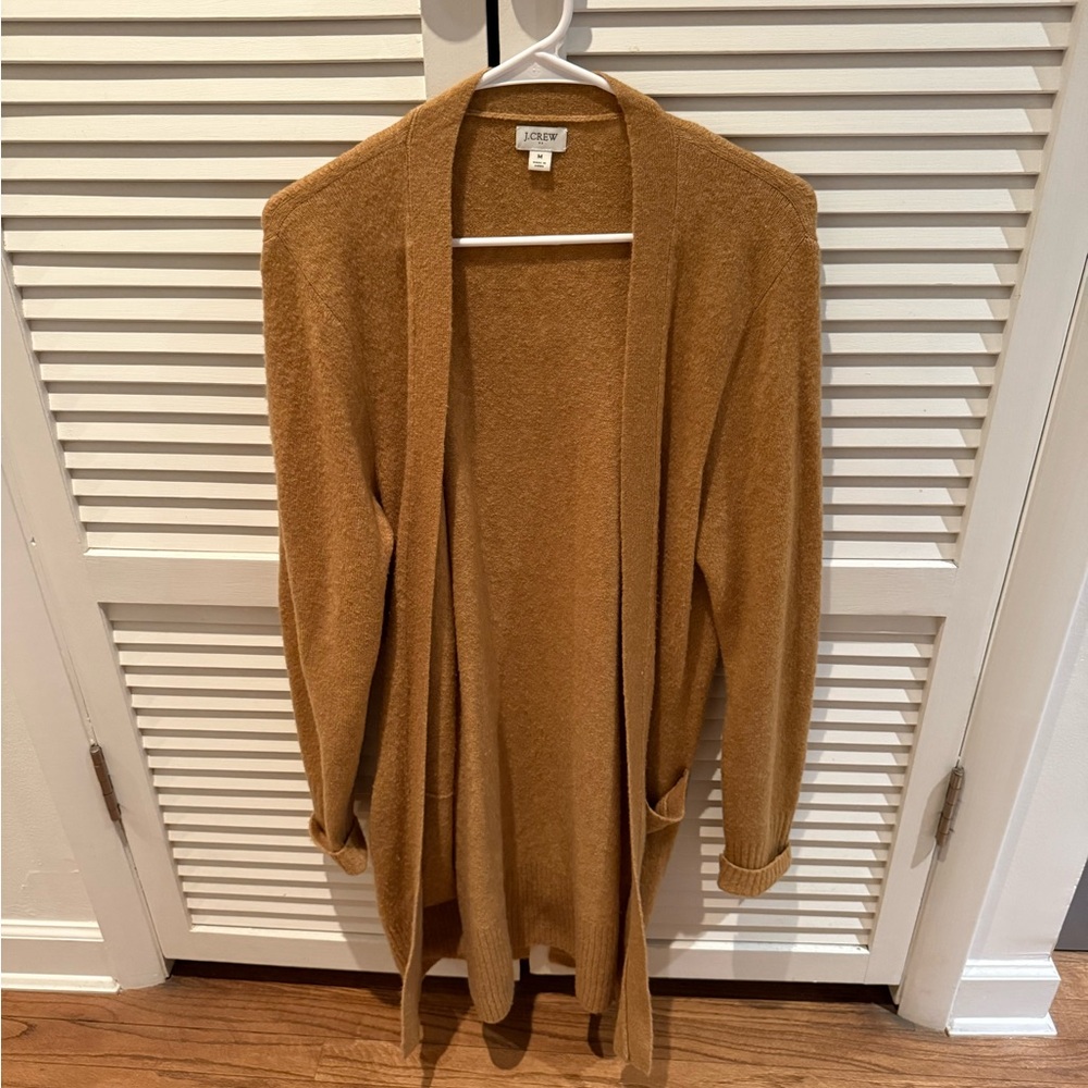 J. Crew Tan Cardigan Sweater Long Open Front